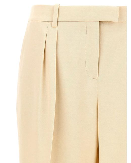 Tom Ford Natural Front Pleated Silk And Wool Pants