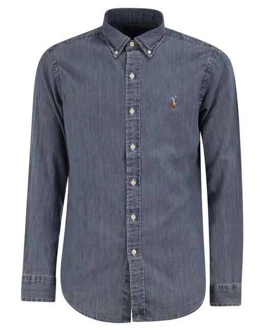 Polo Ralph Lauren Blue Cotton Denim Button-Down Shirt for men