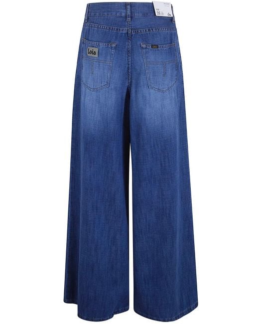 Lois Blue "New Marlene" Straight Wide Leg Cotton & Linen Trousers