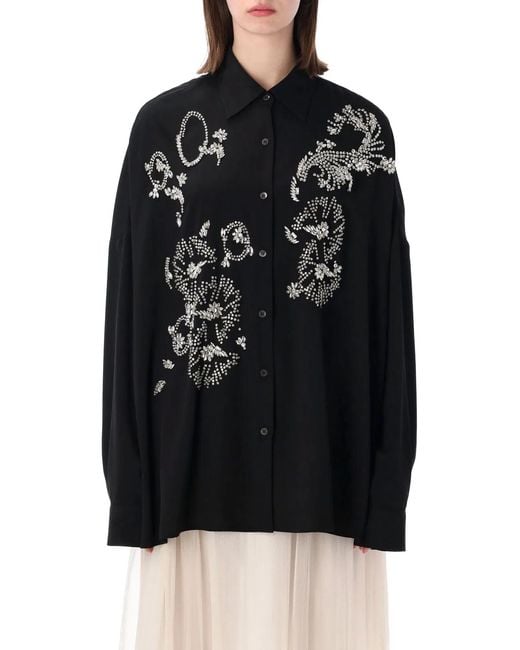 Dries Van Noten Black "Casia" Embroidered Shirt