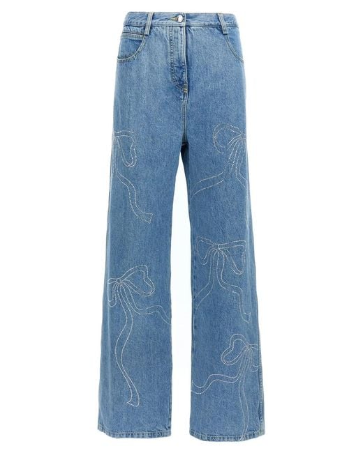 Mach & Mach Blue Mach & Mach 'Crystal Ribbon Hot Fix' Jeans