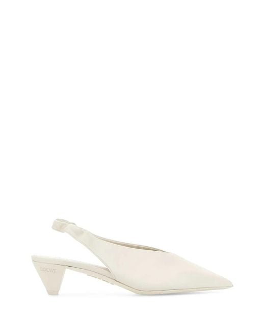 Loewe White Leather Origami Cubic Pumps