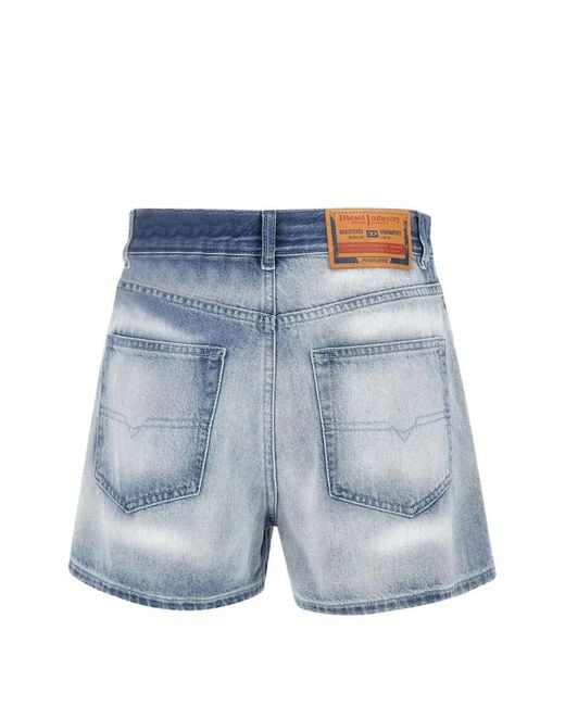 DIESEL Blue High Rise Faded Shorts