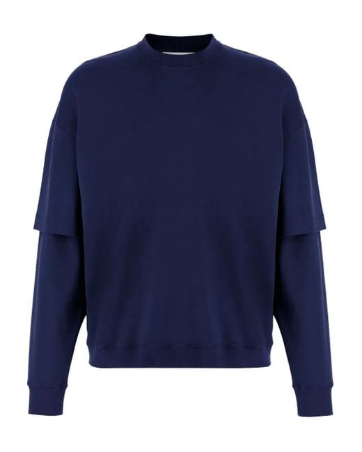 DARKPARK Blue Wool Sweatshirt With Double Layer for men