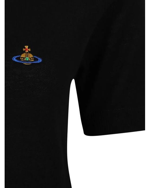 Vivienne Westwood Black T-Shirt With Orb Embroidery