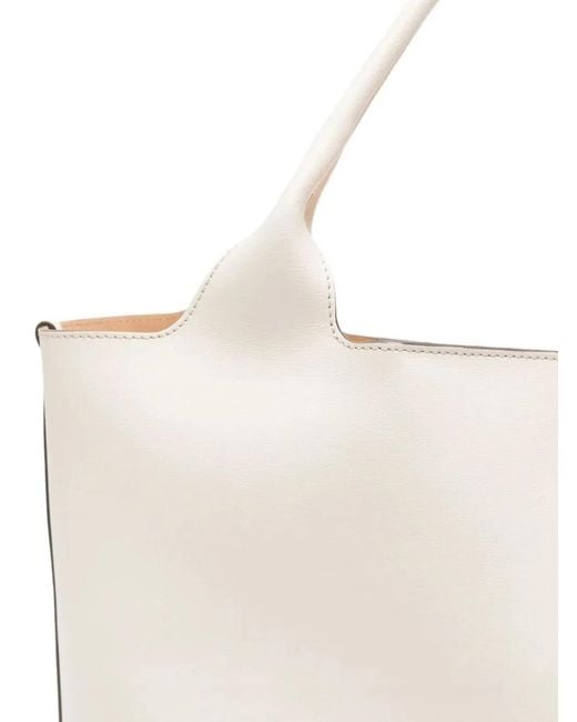 Tod's White Medium-Small Leather Shopping Bag