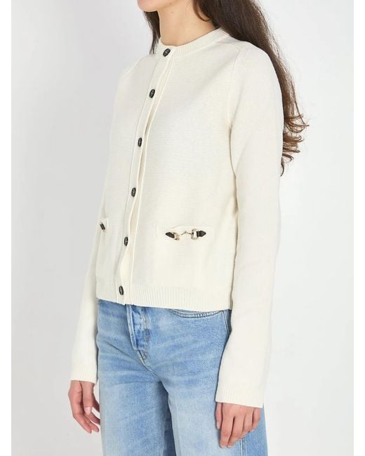 Gucci Blue Cashmere Wool Cardigan With Morsetto