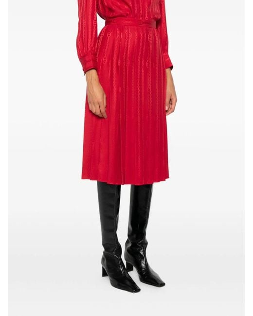 Gucci Red Pleated Silk Twill