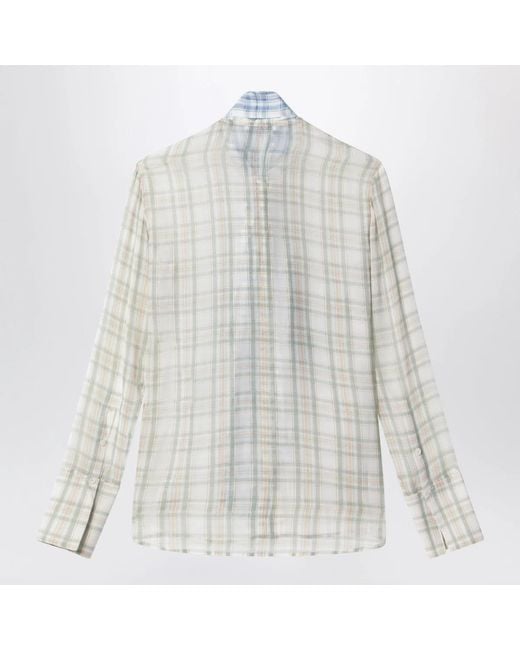 Acne Blue Silk Blouse With Scarf