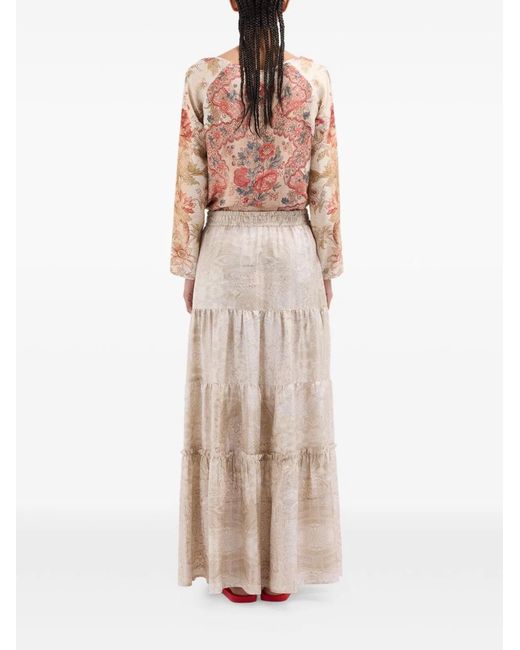 Pierre Louis Mascia Natural Silk Long Skirt