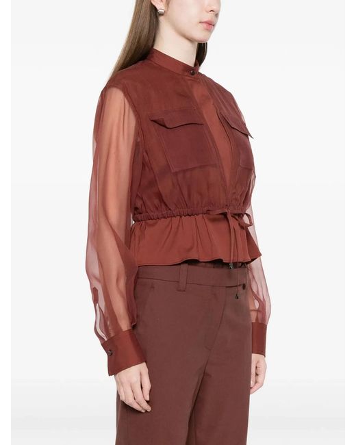 Brunello Cucinelli Red Cotton Polyamide Silk Shirt