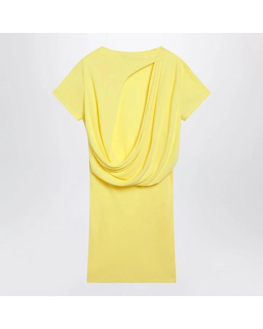 Jacquemus Yellow Mistral Draped-Back Mini Dress