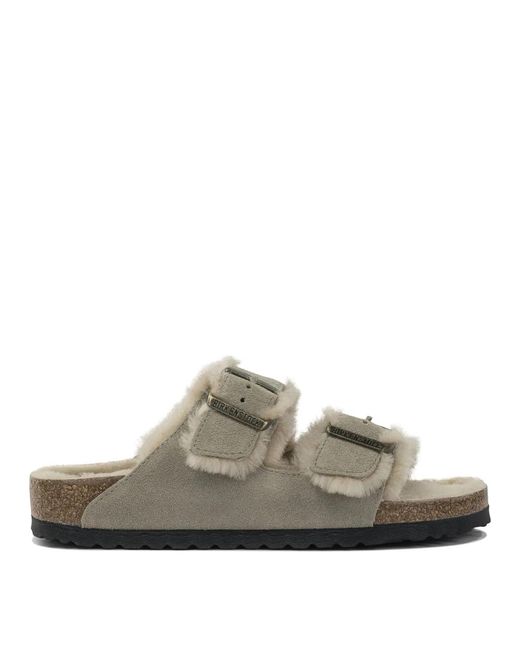 Birkenstock Gray "Arizona Shearling" Sandals