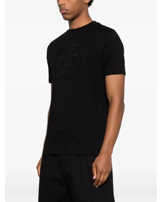 Karl Lagerfeld Black Logo-Motif T-Shirt for men