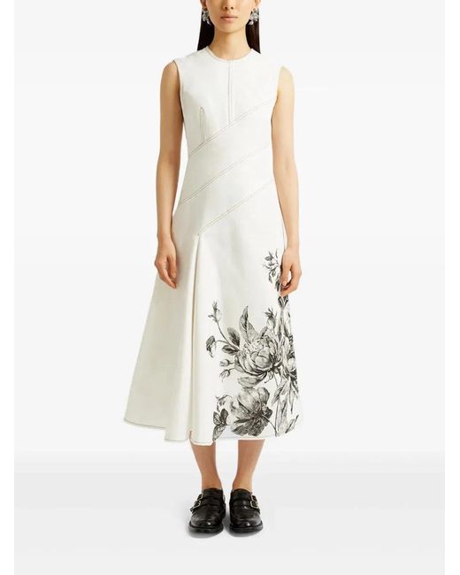 Erdem White Vestido Sin Mangas Flores
