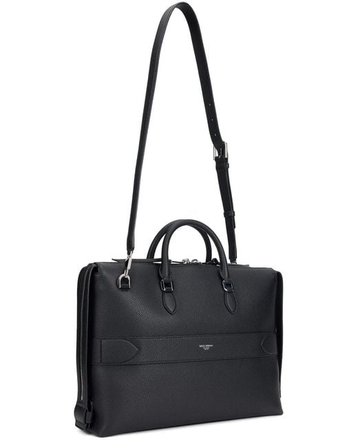 Dolce & Gabbana Black Dolce & Gabbana Pebbled-Leather Briefcase for men