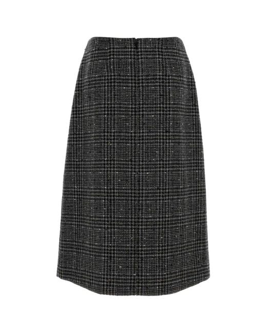 Fendi Black Embroidered Tweed Skirt