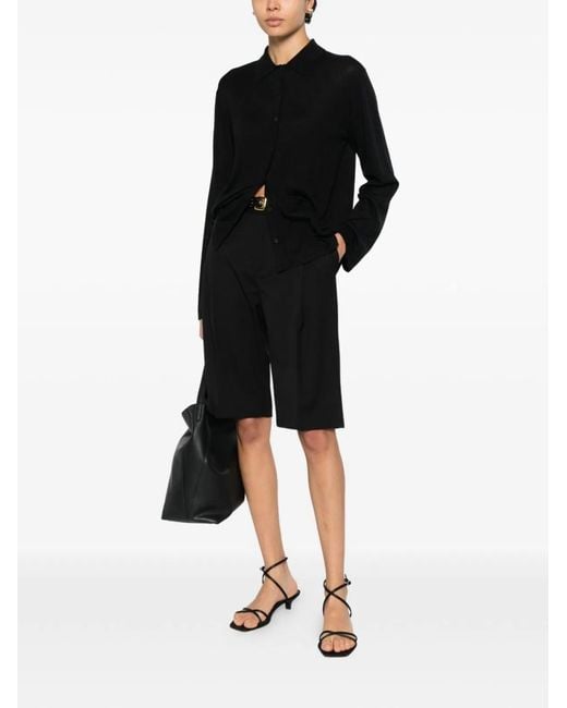 Soft Goat Black Button Fastening Long Sleeves