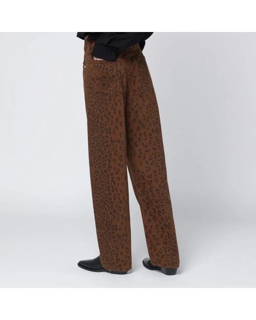 Citizens of Humanity Brown Relaxed Miro Jeans With Cheetah Print