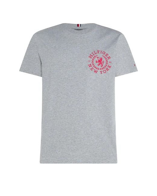 Tommy Hilfiger Gray Jersey T-Shirt With Emblem for men