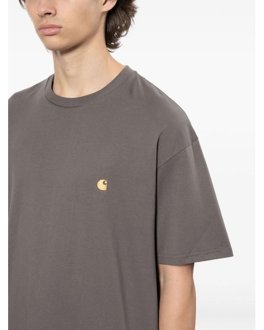 Carhartt Gray Logo Cotton Polo Shirt for men