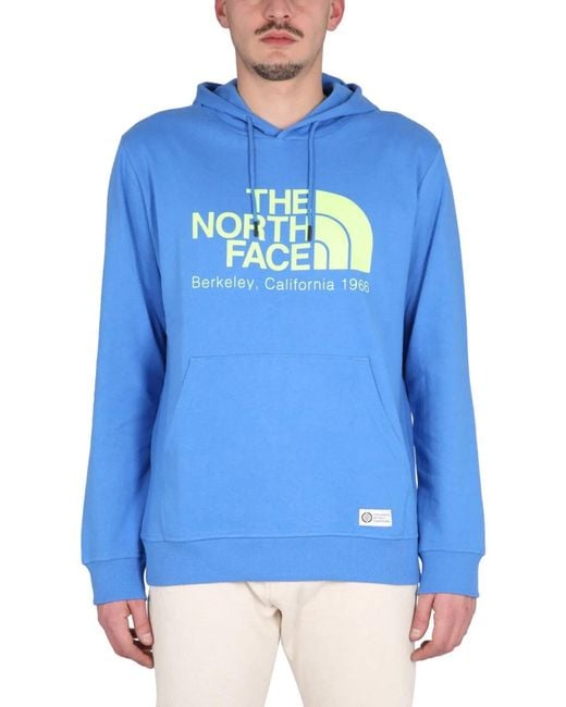 The North Face Blue Sweatshirt With Logo Embroidery for men
