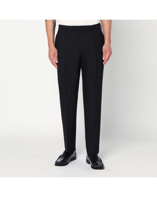 Santaniello Black Regular Wool Pants for men