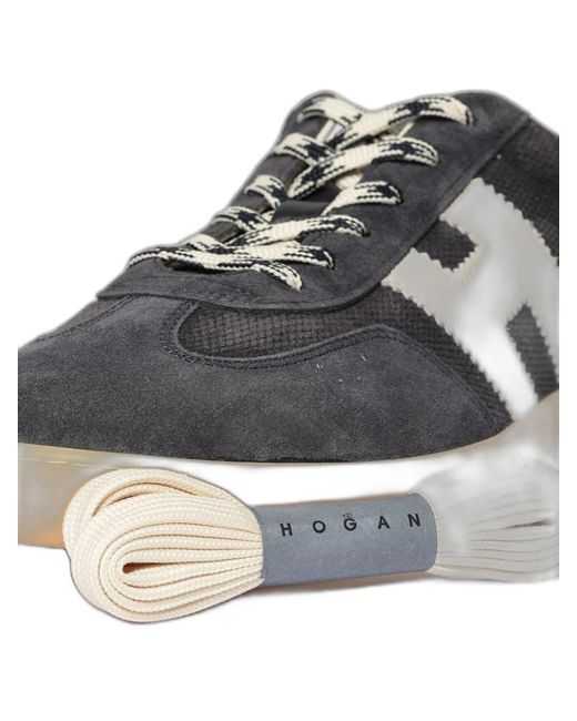 Hogan Blue Cool Suede Sneakers With Nappa Leather Perforated H Detail for men