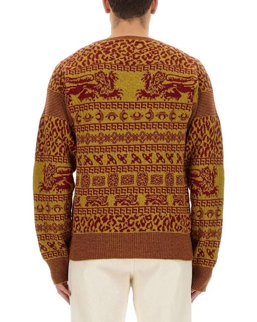 Vivienne Westwood Brown Slim Fit Shirt With Intricate Lion Motifs for men