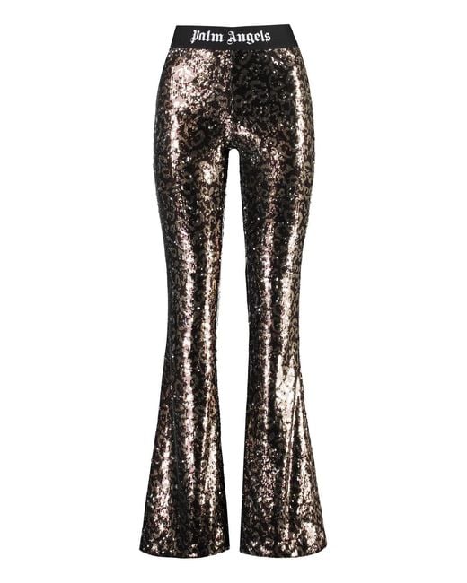 Palm Angels Black Sequined Trousers