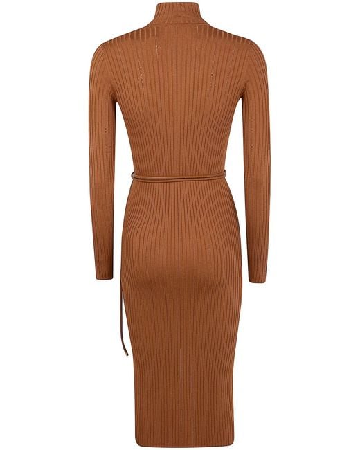 Elisabetta Franchi Brown Midi Knit Dress