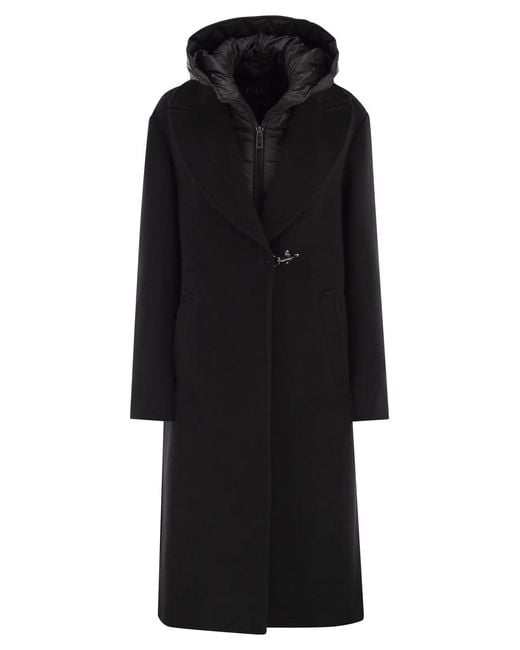 Fay Black Double Front Coat