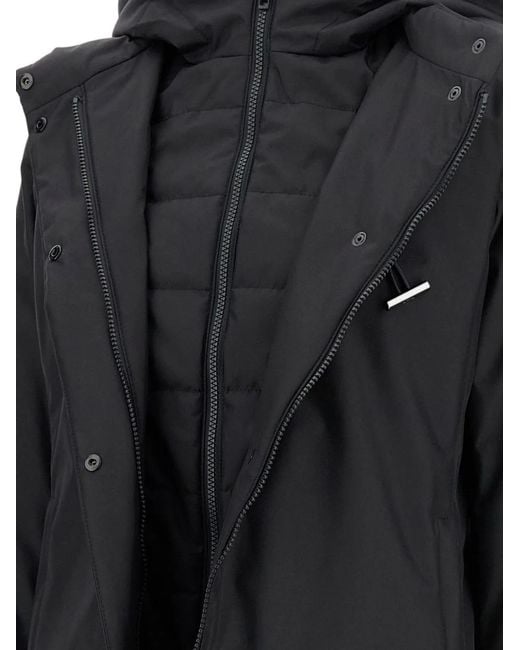 Fay Black Technical Gabardine Toggle Coat