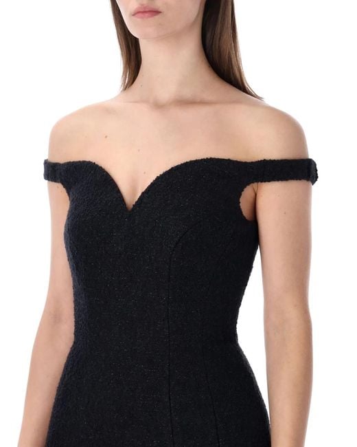 Self-Portrait Black Bouclé Off-Shoulder Mini Dress