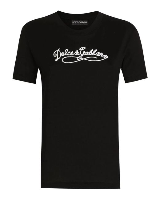 Dolce & Gabbana Black Dolce & Gabbana Jersey Tshirt With Embroidery