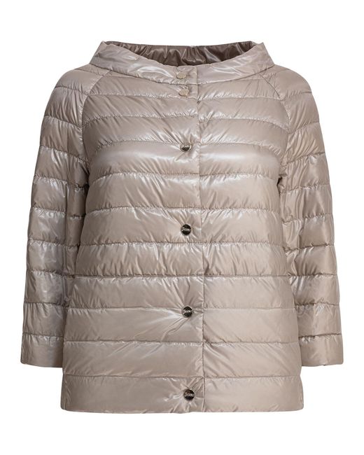 Herno Brown Reversible Short Down Jacket Made Of Ultra-Light Nylon