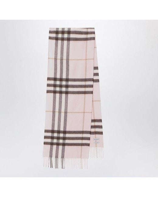 Burberry Pink Cashmere Scarf With Check Pattern