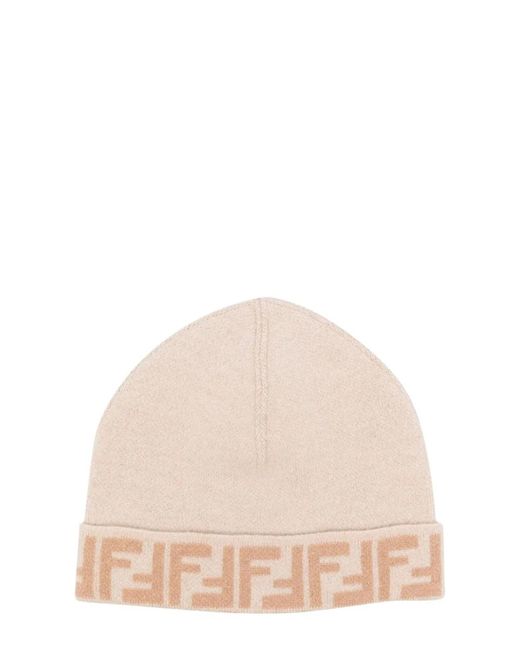 Fendi Natural Junior Beanie Ff Reversible