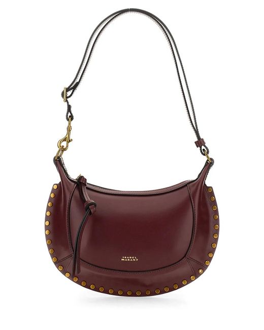 Isabel Marant Purple Oskan Moon Studded Shoulder Bag