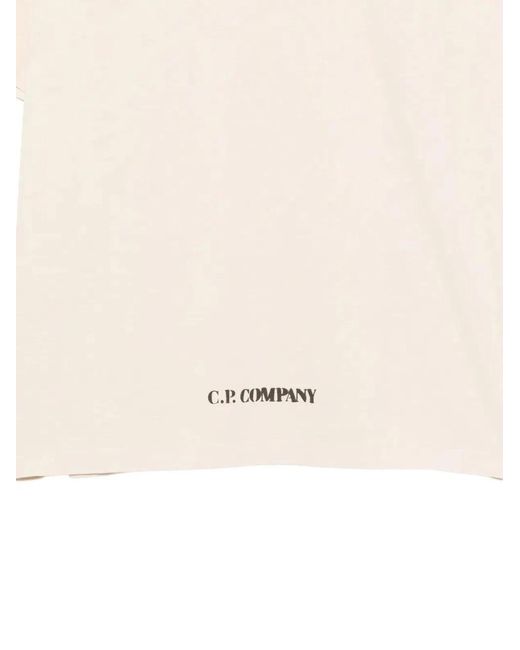 C P Company White C.P.Company T-Shirt With Logo Print for men