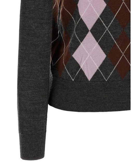Self-Portrait Black Self Portrait Argyle Lightweight' Sweater