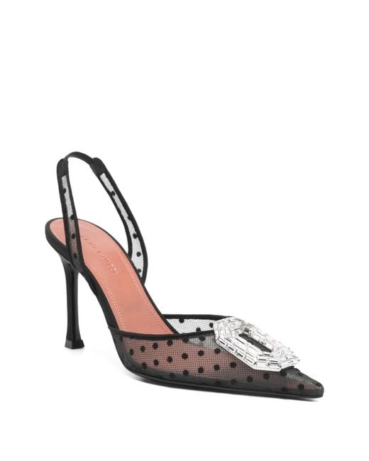 AMINA MUADDI White Camelia Sling 90 Polka-Dot Lace