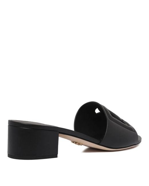 Dolce & Gabbana Black Dolce & Gabbana Dg Logo Leather Mules