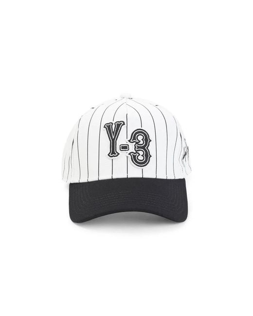 Y-3 White Pinstri Cap for men