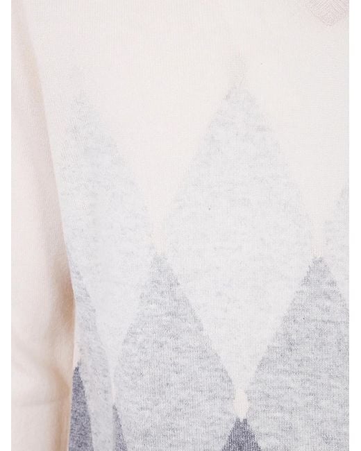 Ballantyne White V Neck Pullover for men
