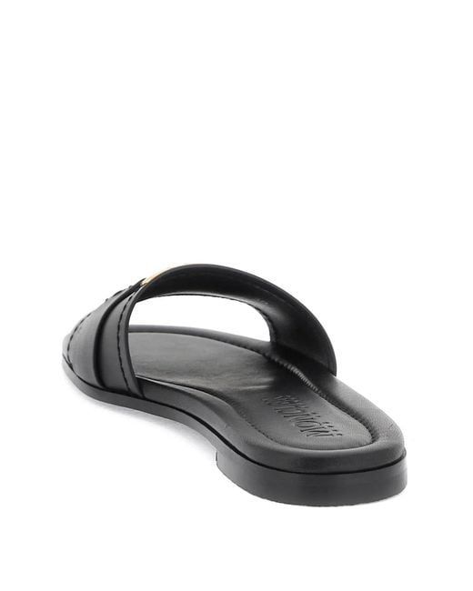 Moncler Black Leather Bell Slippers