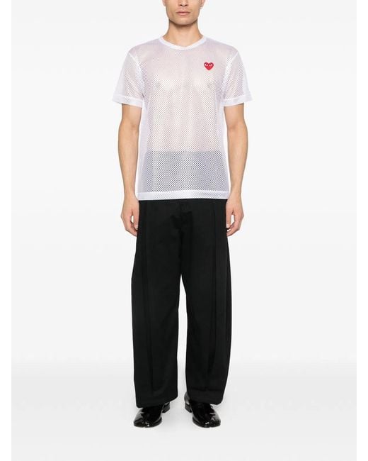 COMME DES GARÇONS PLAY White Tshirt Mesh Emblem for men