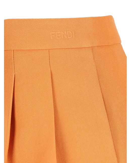 Fendi Orange Wool Shorts