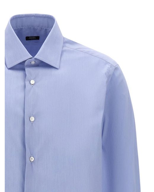 Barba Napoli Blue Poplin Shirt for men