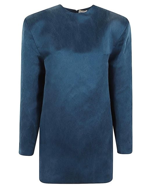 Saint Laurent Blue Round Neck Long Sleeves
